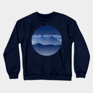 Mountainous landscape with a hawk at night Crewneck Sweatshirt